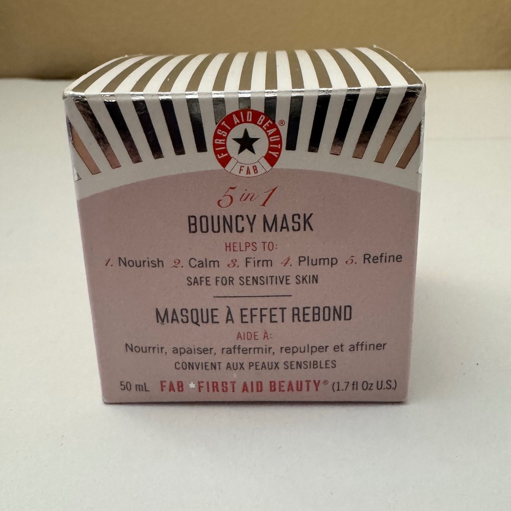 First Aid Beauty FAB 5 in 1 Bouncy Mask 1.7 oz 50 mL Facial in a Jar Gel Mask